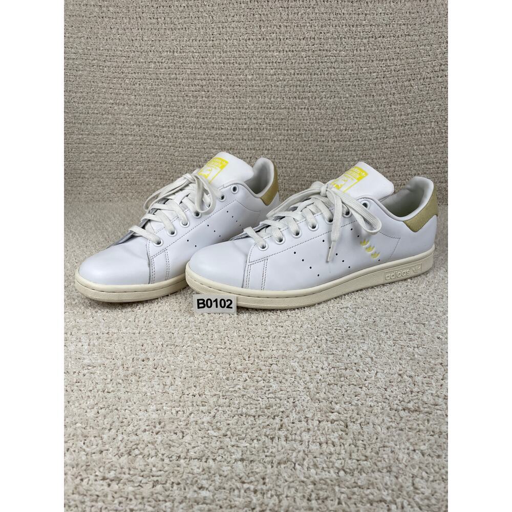 ADIDAS Stan Smith Womens 10 Sneakers Leather Suede Cloud White Yellow